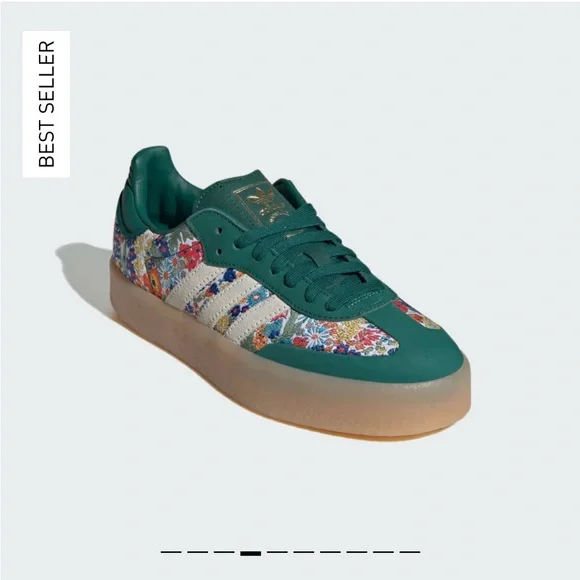 Adidas Green Floral Liberty London Samba Sneakers - Picture 8 of 11